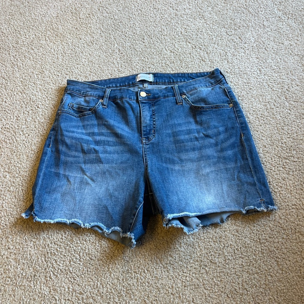 Crown & Ivy Distressed Blue Denim Shorts